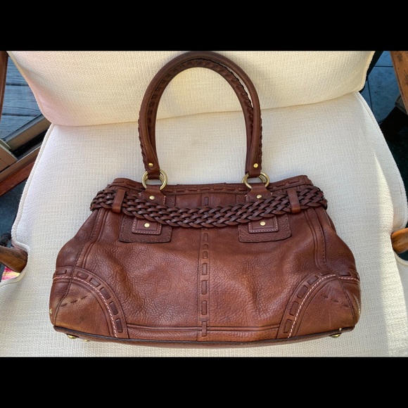 Large Coach Hamptons brown braid carryall - Picture 4 of 7